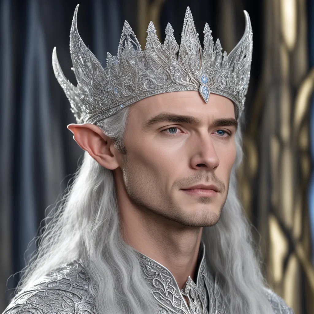 aiking thingol wearing silver elven tiara with diamonds amazing awesome portrait 2