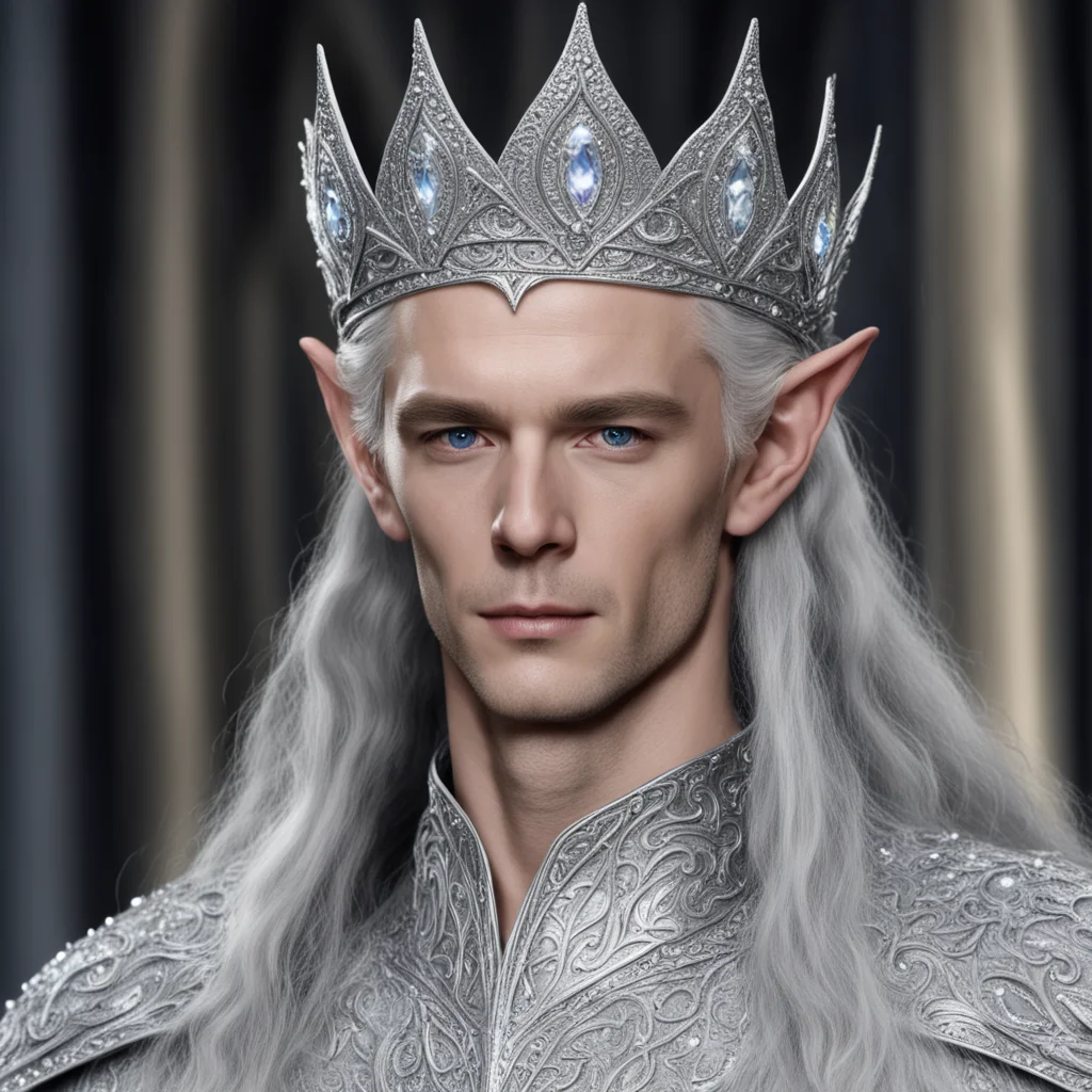 aiking thingol wearing silver elven tiara with diamonds confident engaging wow artstation art 3