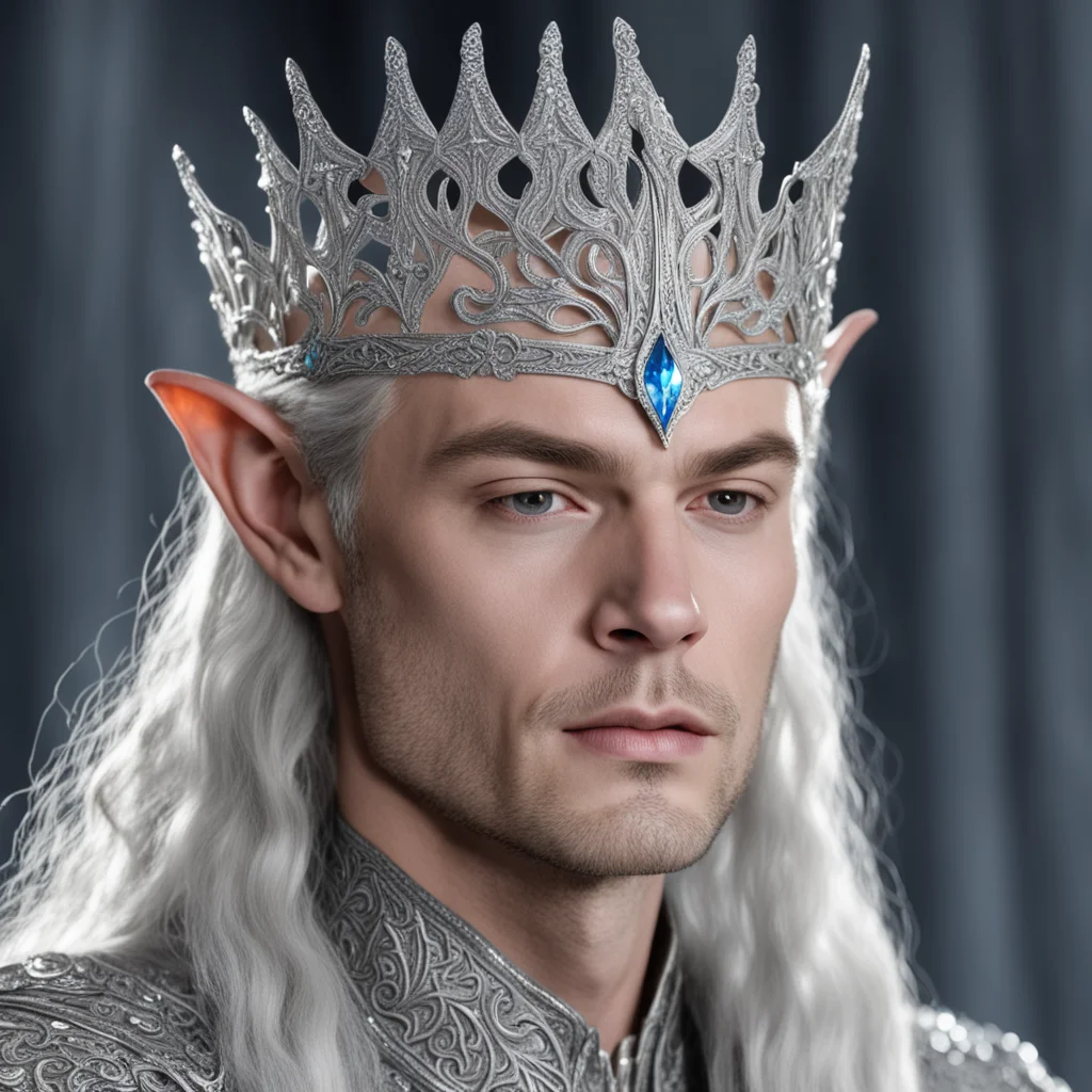 aiking thingol wearing silver elven tiara with diamonds good looking trending fantastic 1
