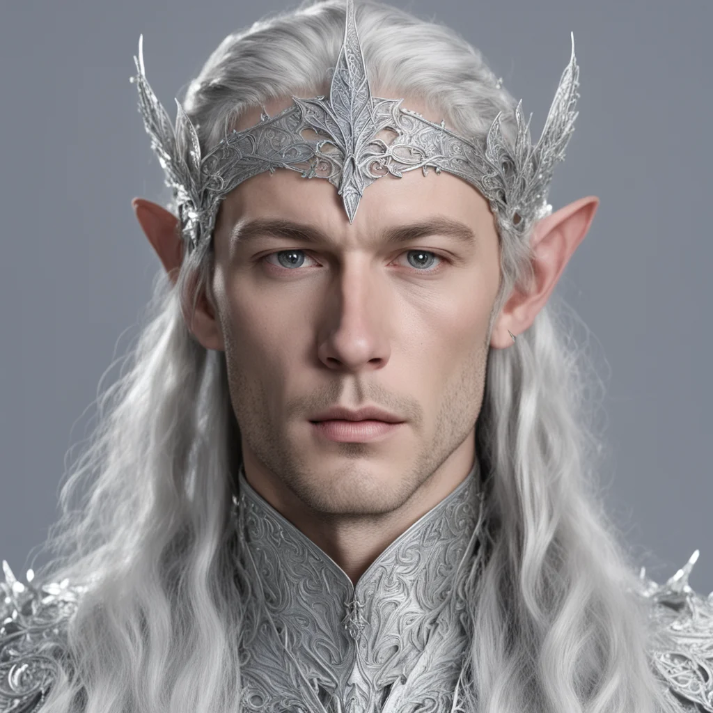 aiking thingol wearing silver leaf elven circlet with diamond amazing awesome portrait 2