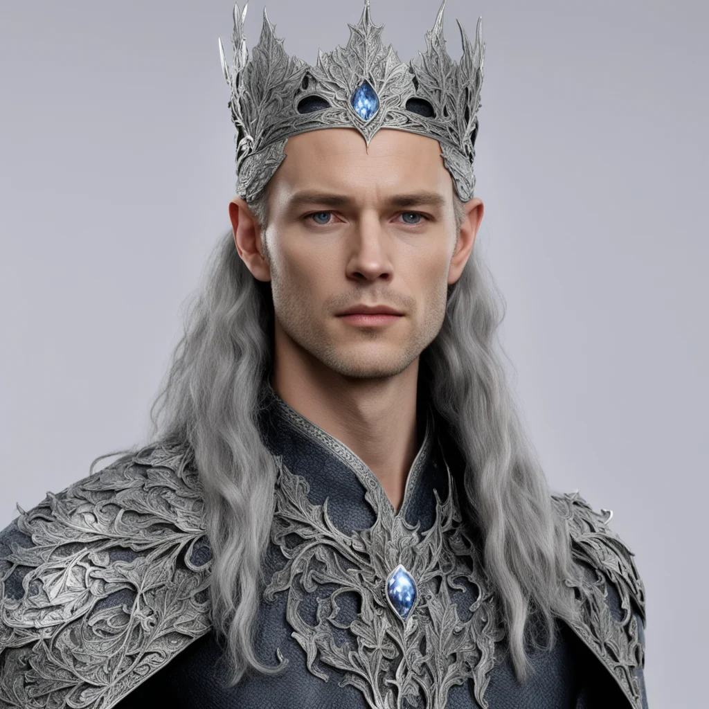 aiking thingol wearing silver oak leave circlet with diamond amazing awesome portrait 2