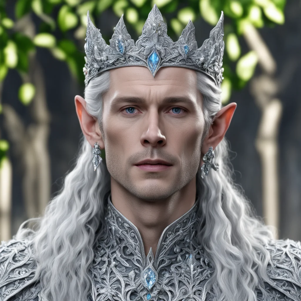 aiking thingol wearing silver with silver leaves and berries with diamonds amazing awesome portrait 2
