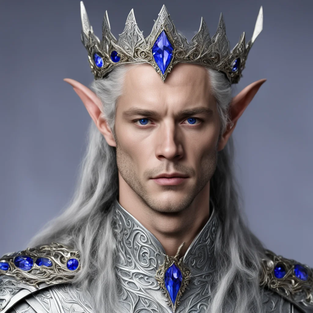 aiking thingol wearing silver wood elf circlet with sapphires amazing awesome portrait 2