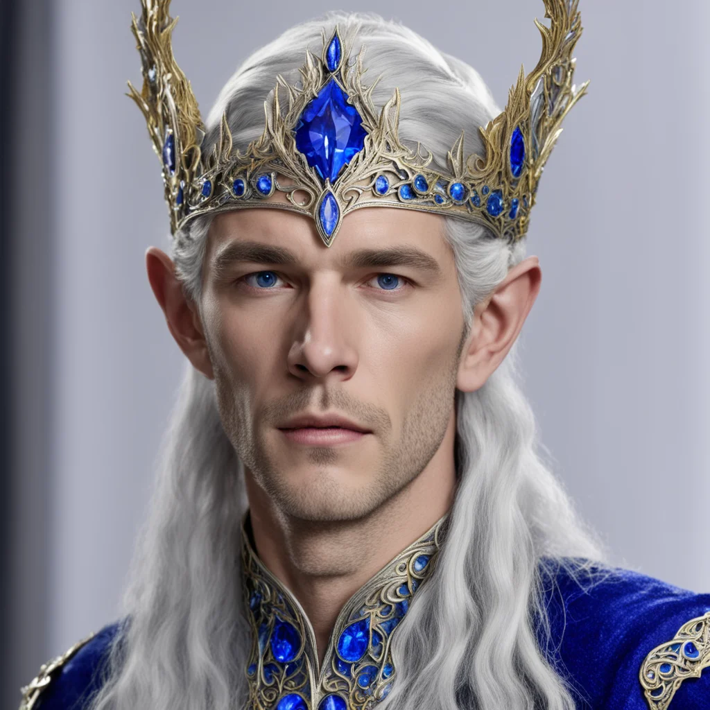 king thingol wearing silver wood elf circlet with sapphires