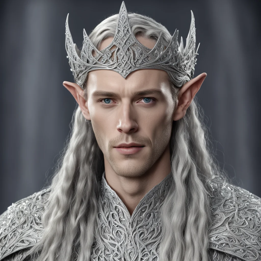 aiking thingol wearing silver woven wood elven circlet with diamonds amazing awesome portrait 2