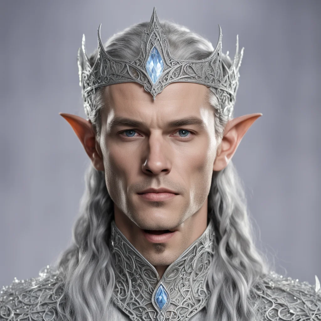 aiking thingol wearing silver woven wood elven circlet with diamonds