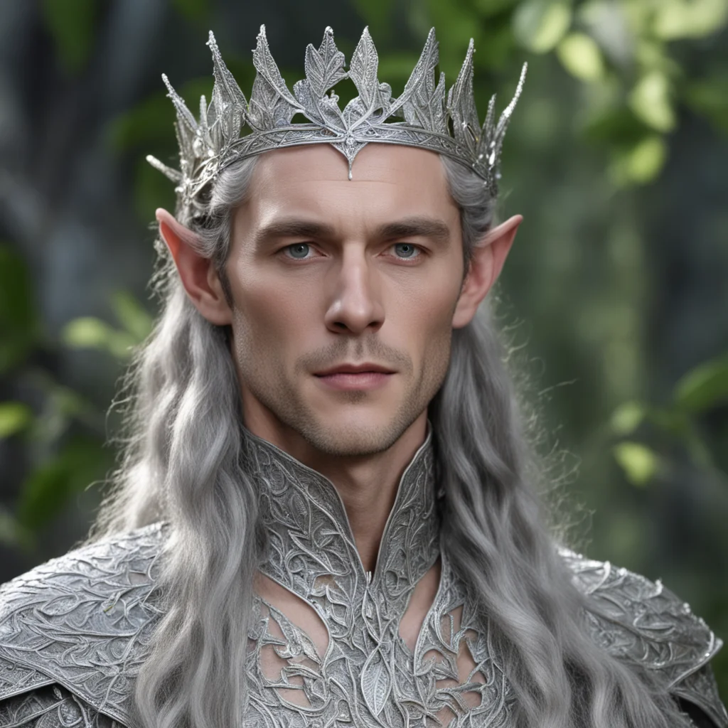 aiking thingol wearing small silver bay leaf elven circlet with diamonds  amazing awesome portrait 2