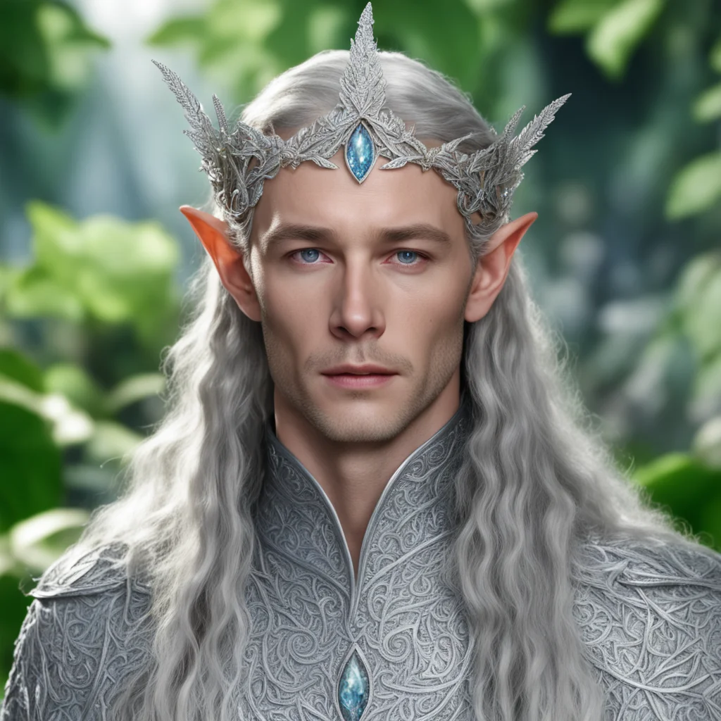 aiking thingol wearing small silver beach leaf elven circlet with diamonds  confident engaging wow artstation art 3