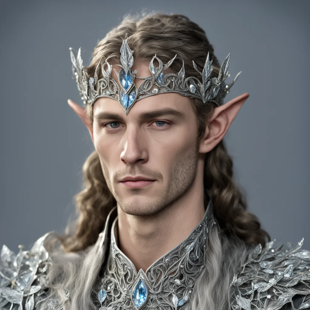 aiking thingol wearing small silver beech leaf elven circlet with diamonds  amazing awesome portrait 2