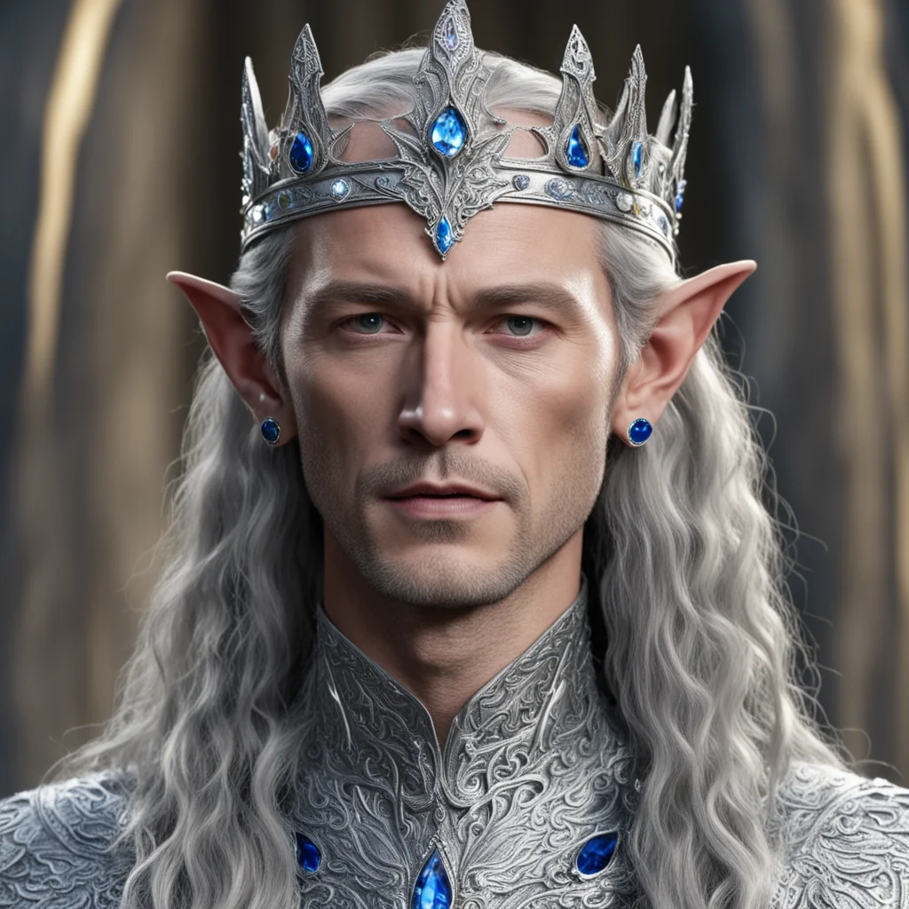 king thingol wearing small silver circlet with jewels amazing awesome portrait 2