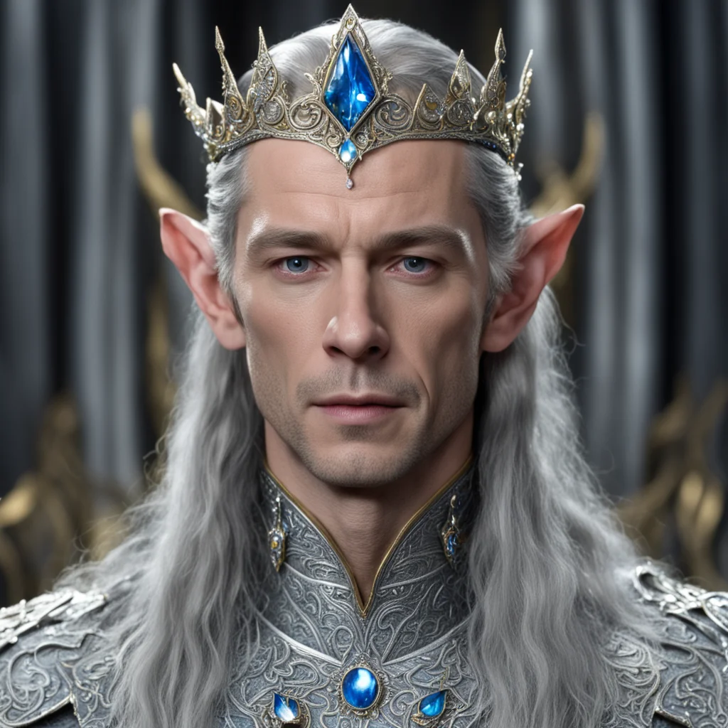 aiking thingol wearing small silver circlet with jewels