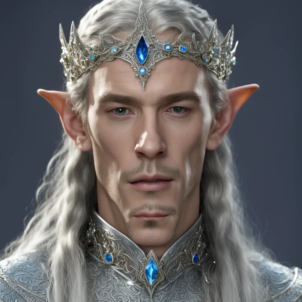 aiking thingol wearing small silver elven circlet with jewels confident engaging wow artstation art 3