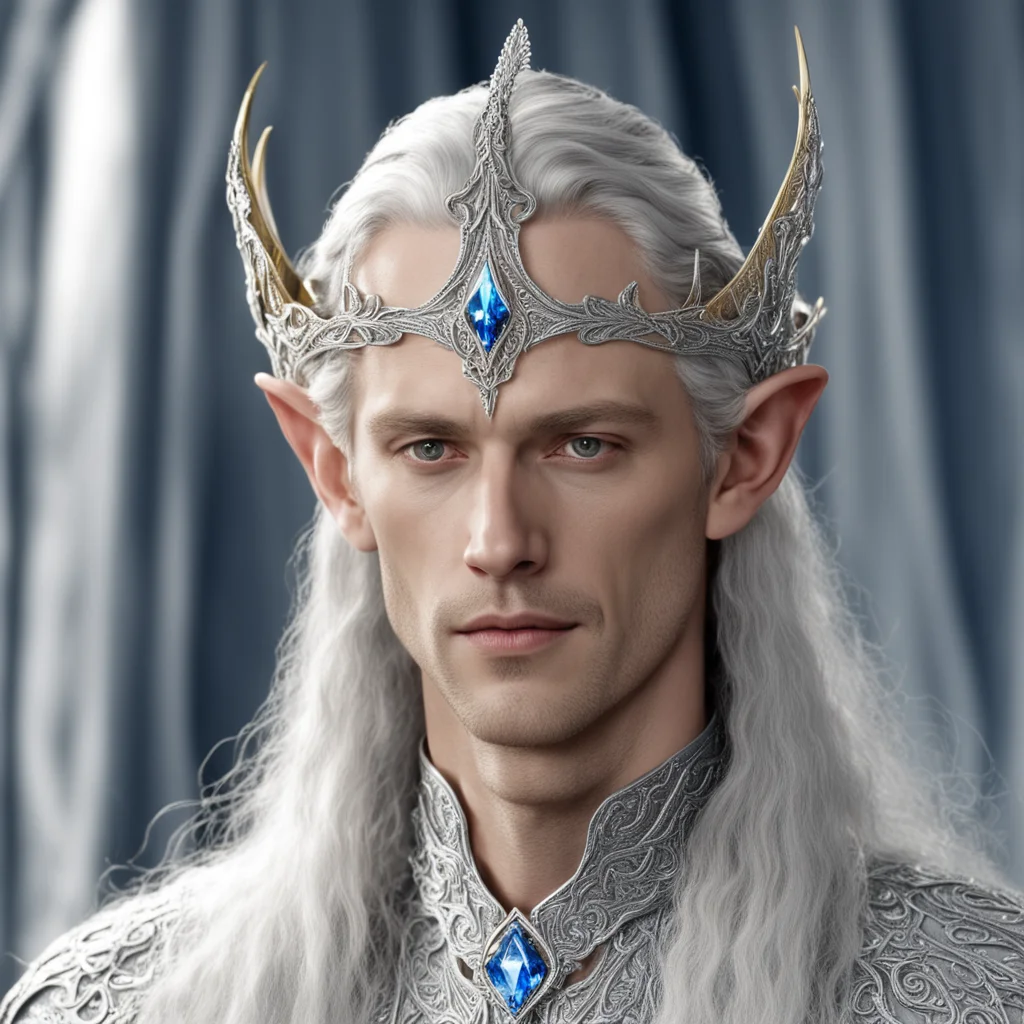 king thingol wearing small silver elvish circlet with white diamond  amazing awesome portrait 2