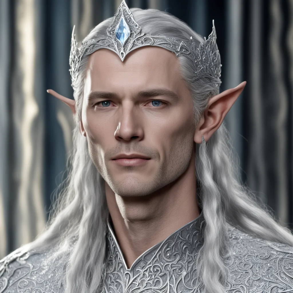 aiking thingol wearing small silver elvish circlet with white diamond  confident engaging wow artstation art 3