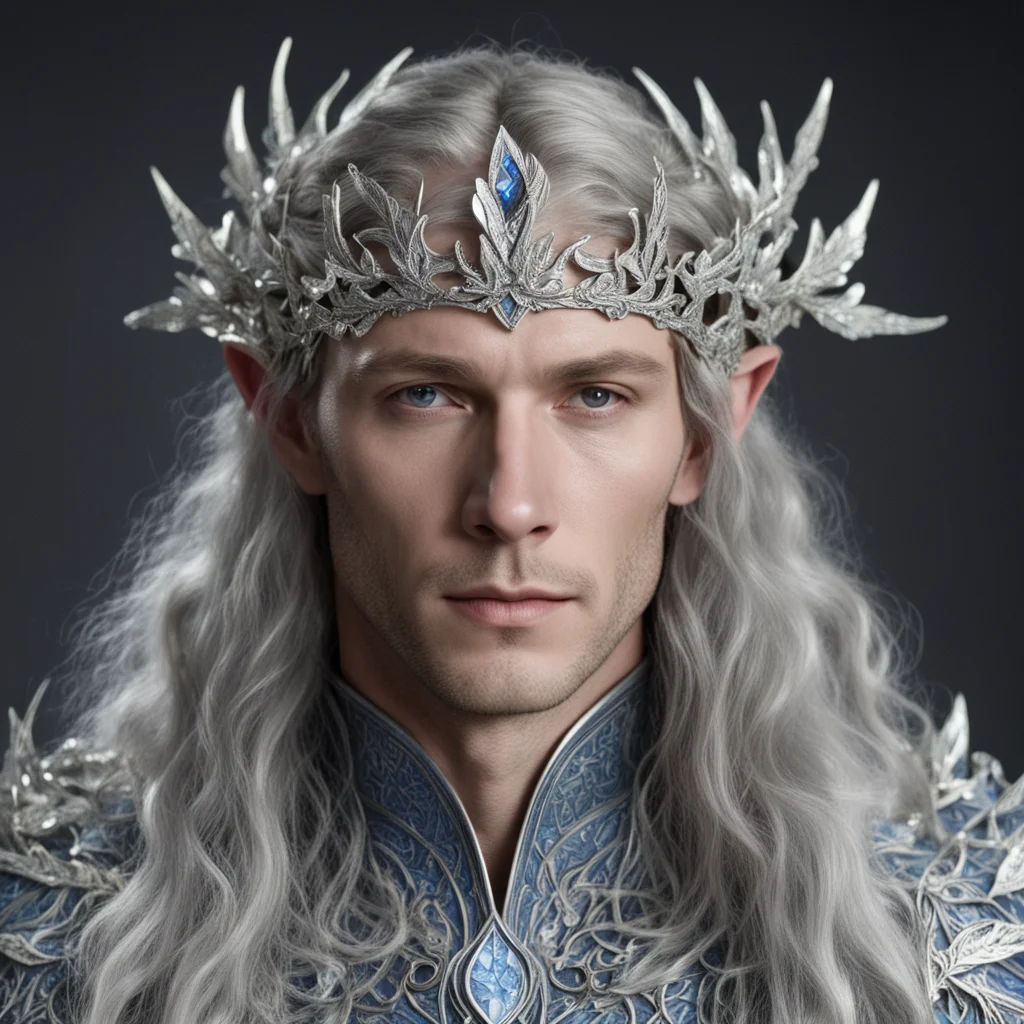 aiking thingol wearing small silver oak leaf elven circlet with diamonds confident engaging wow artstation art 3