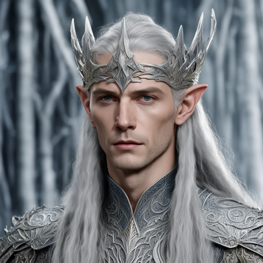 king thingol wearing small silver wood elf circlet  amazing awesome portrait 2