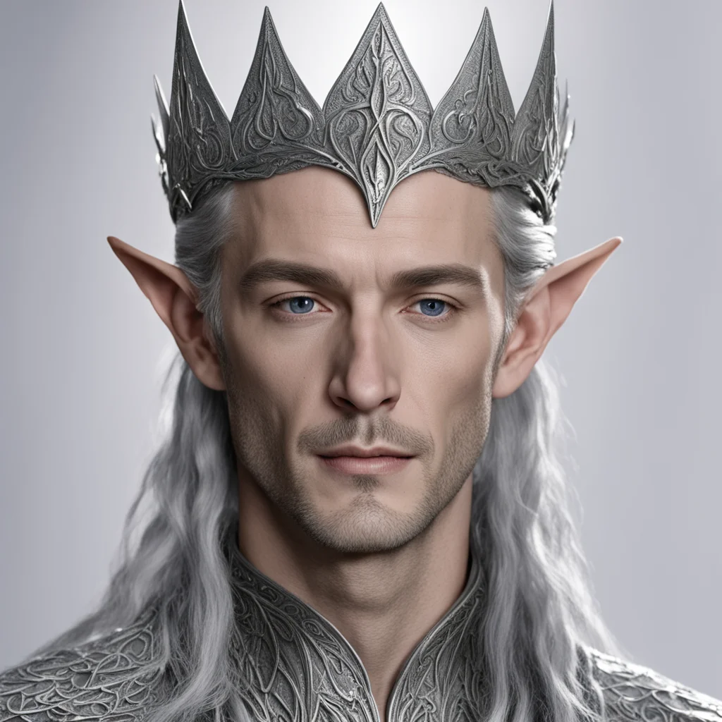 aiking thingol wearing small silver wood elf circlet  confident engaging wow artstation art 3