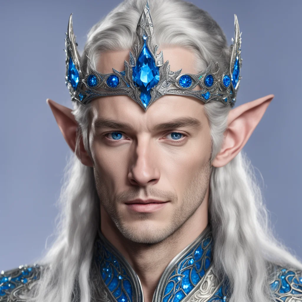 aiking thingol wearing small silver wood elf circlet with blue diamonds amazing awesome portrait 2