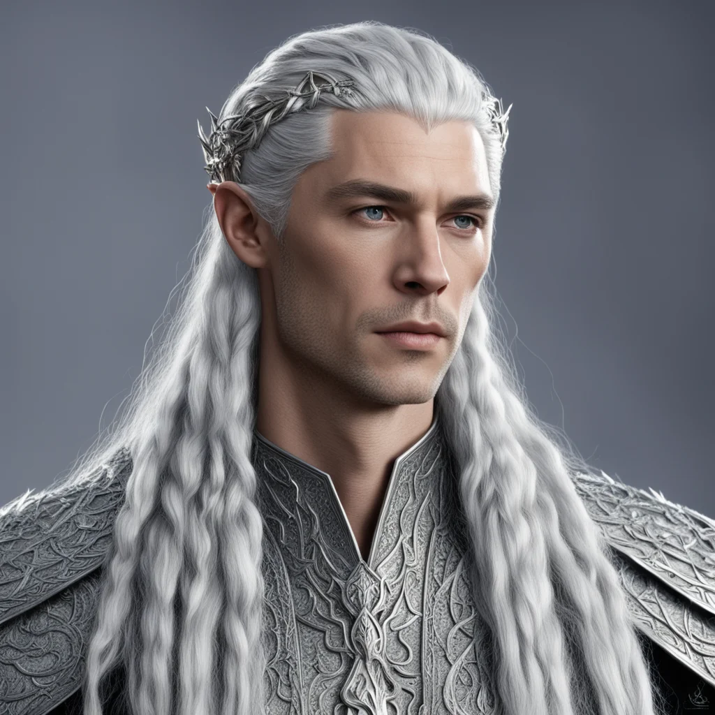 aiking thingol with braids wearing silver hair pins with diamonds amazing awesome portrait 2