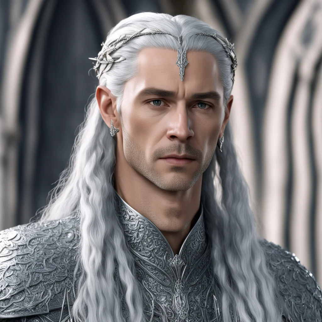 aiking thingol with braids wearing silver hair pins with diamonds confident engaging wow artstation art 3