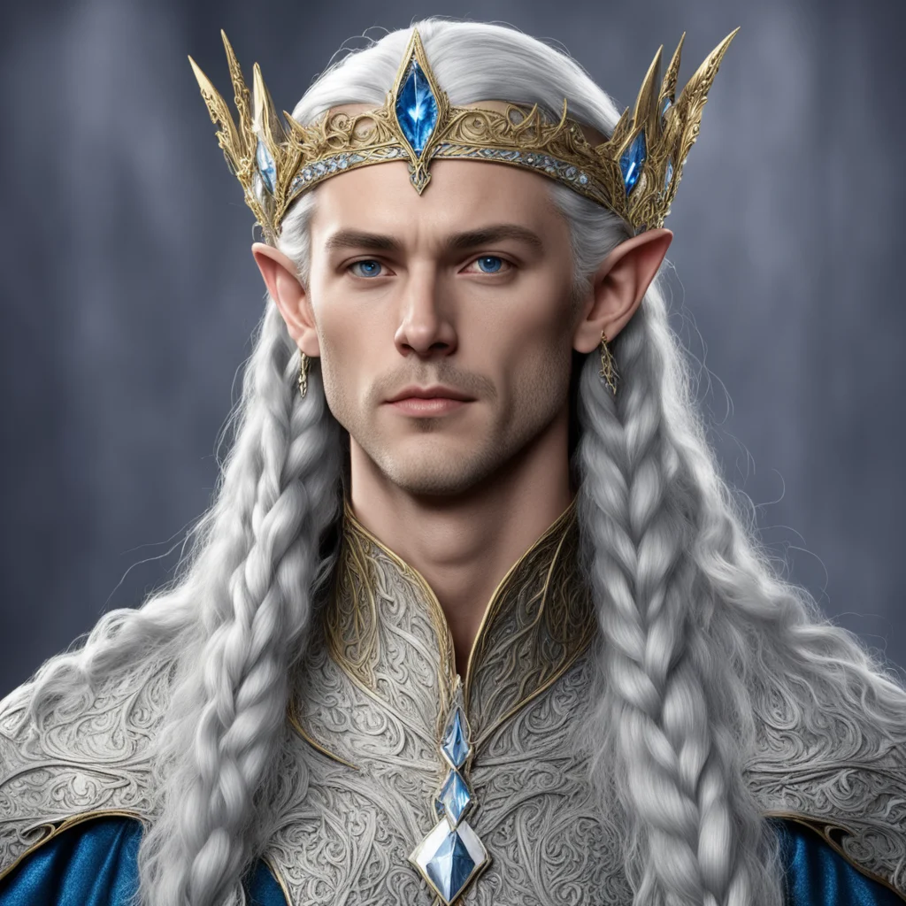 aiking thingol with braids wearing small elven tiara with diamonds confident engaging wow artstation art 3