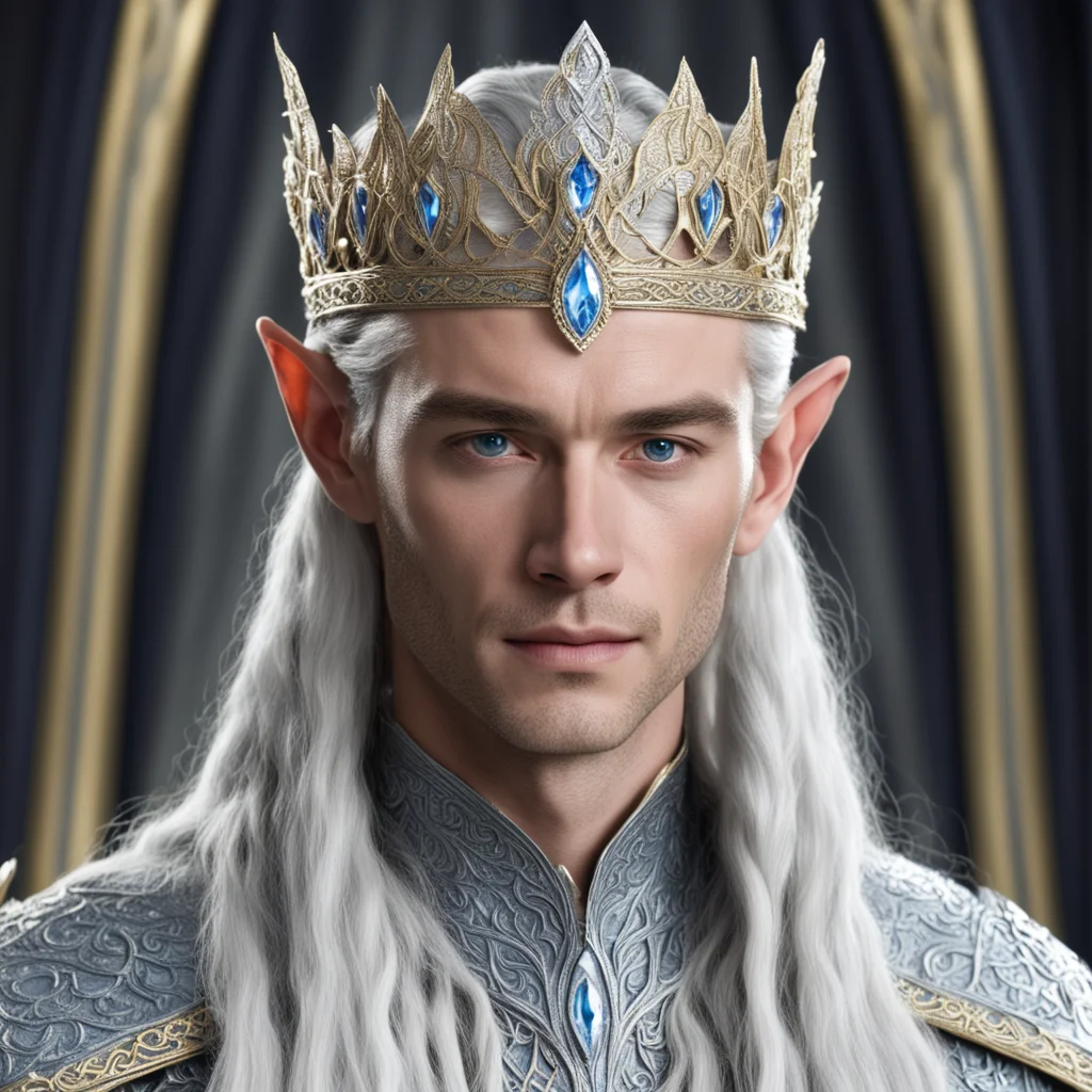 aiking thingol with braids wearing small elven tiara with diamonds