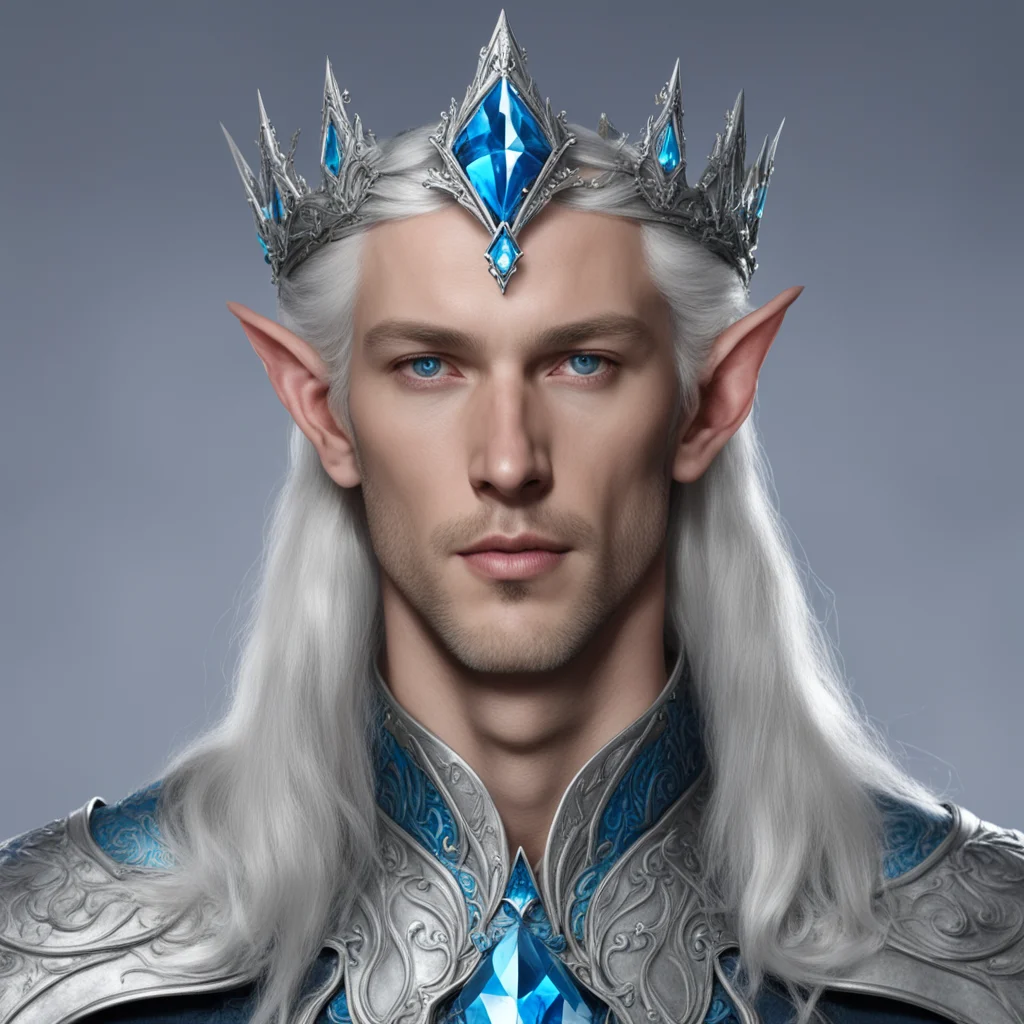aiking thramduil wearing silver elven circlet with blue diamond
