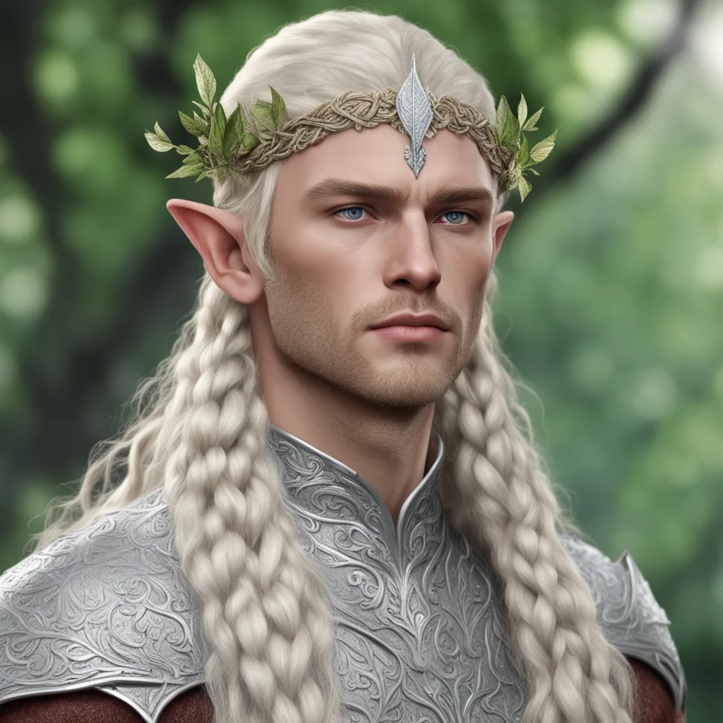 aiking thramduil with blond hair and braids wearing silver beech leaf elvish circlet encrusted with diamonds amazing awesome portrait 2