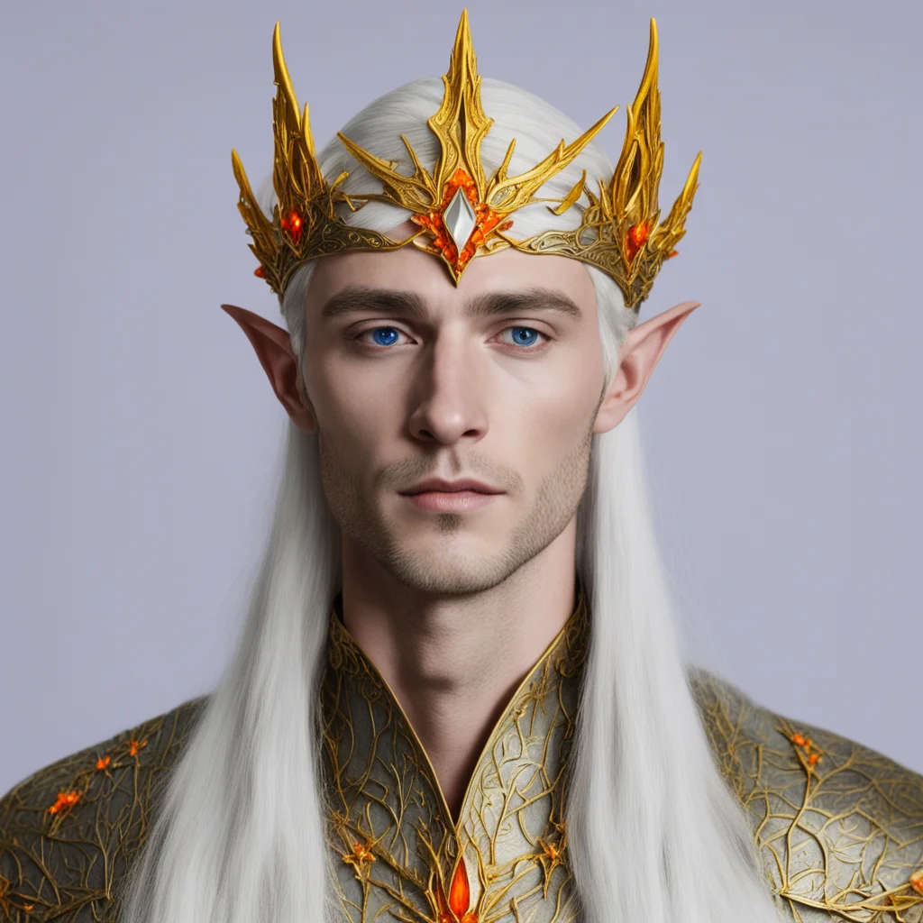 aiking thranduil wearing golden wood elf circlet with orange sapphires