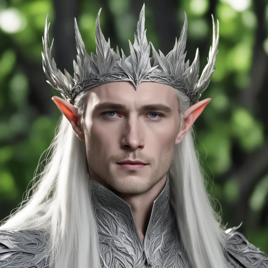 aiking thranduil wearing silver beech leaf elven crown amazing awesome portrait 2