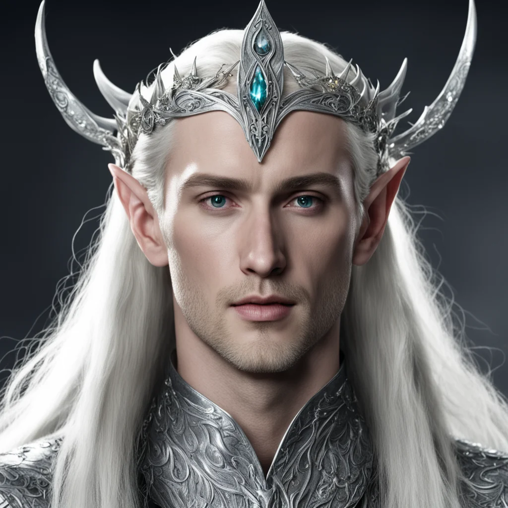 aiking thranduil wearing silver elven circlet with jewels amazing awesome portrait 2