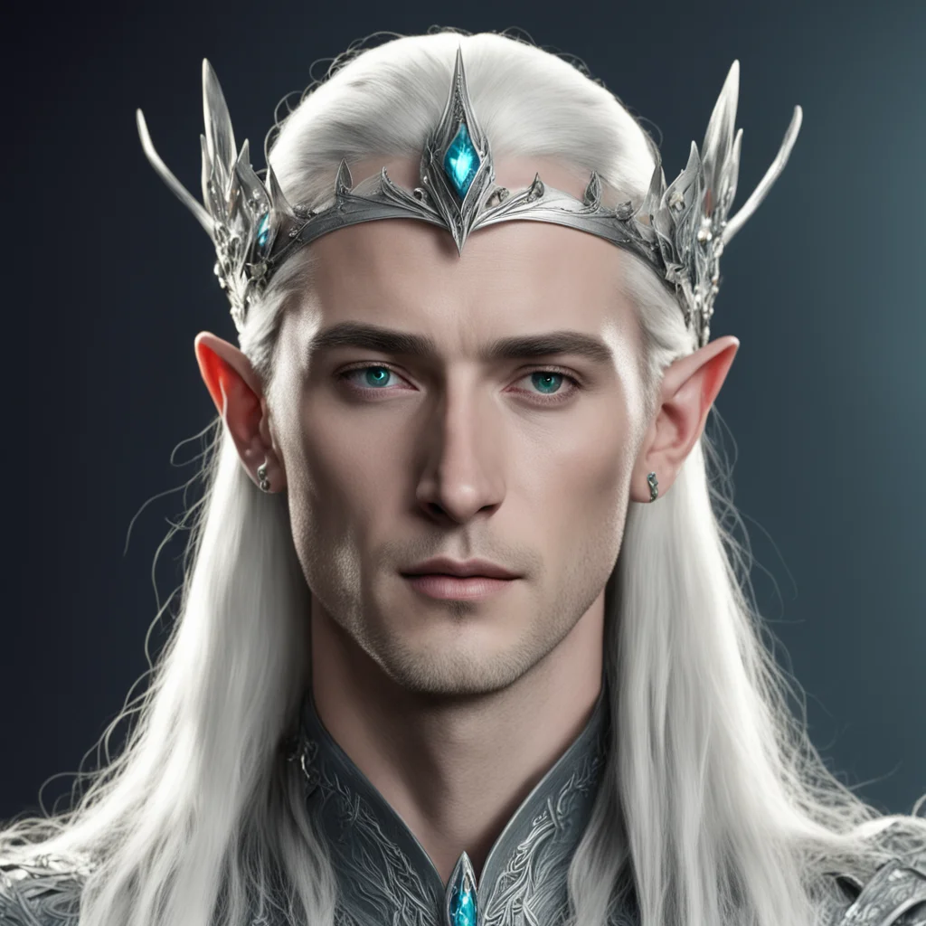 aiking thranduil wearing silver elven circlet with jewels