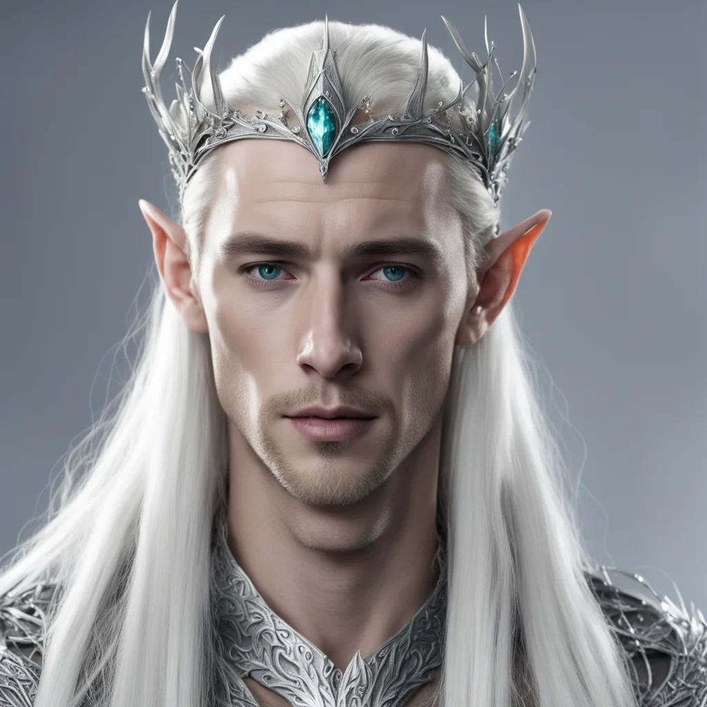king thranduil wearing silver elven circlet with white gems amazing awesome portrait 2
