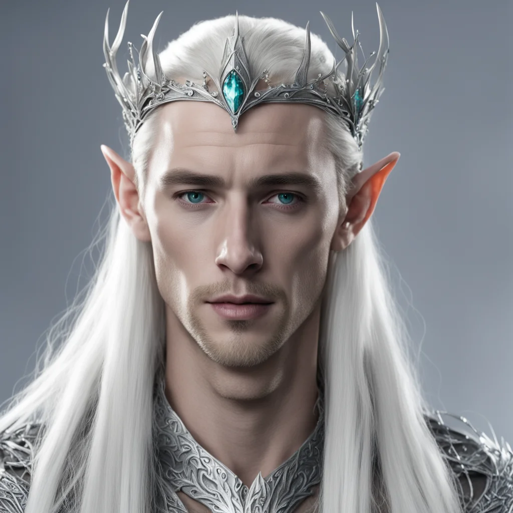 aiking thranduil wearing silver elven circlet with white gems amazing awesome portrait 2