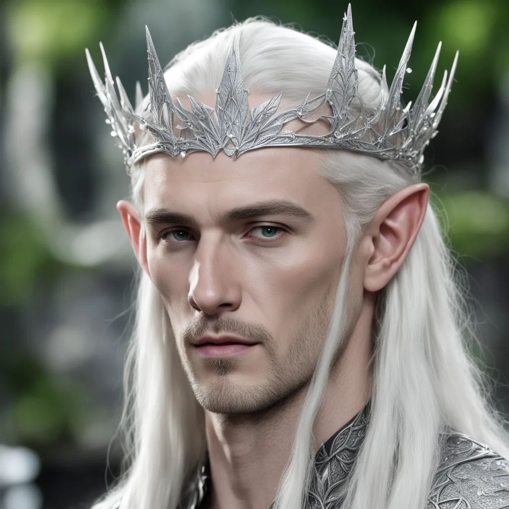 king thranduil wearing silver elven circlet with white gems good looking trending fantastic 1