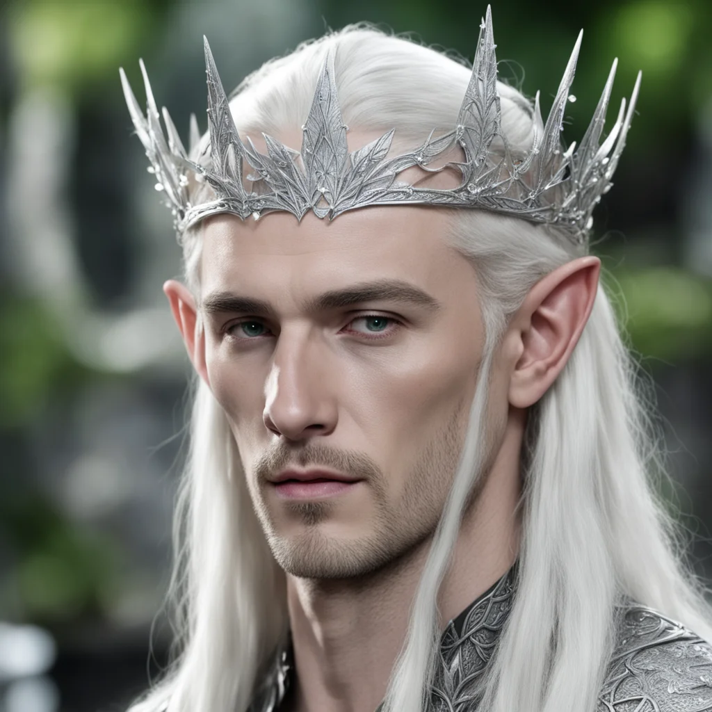 aiking thranduil wearing silver elven circlet with white gems good looking trending fantastic 1