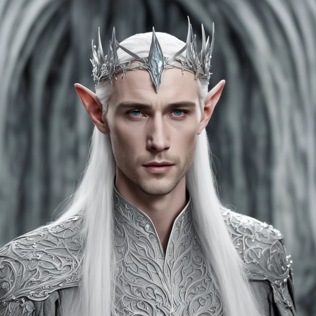 aiking thranduil wearing silver elven circlet with white gems