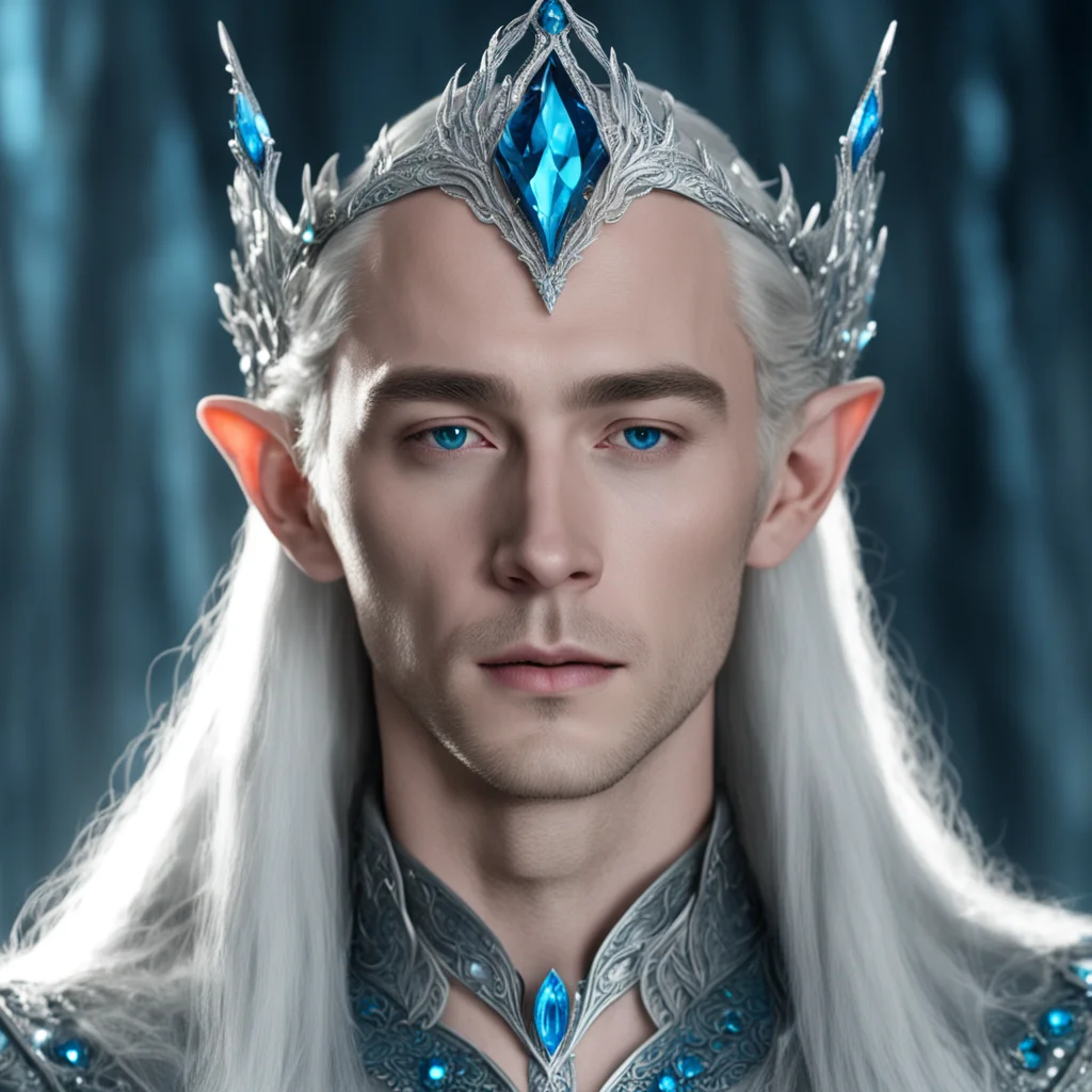 king thranduil wearing silver elven tiara with blue diamonds good looking trending fantastic 1