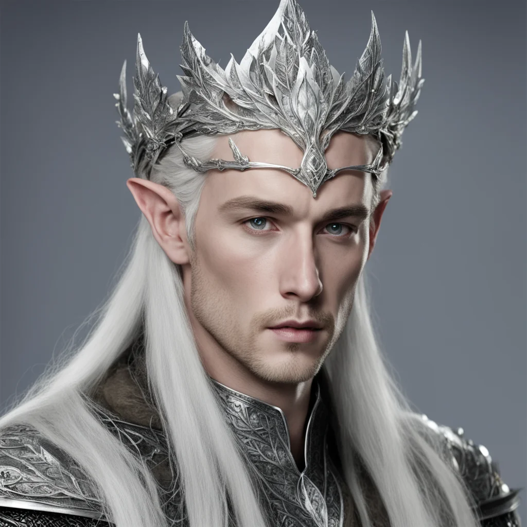 aiking thranduil wearing silver leaf elven circlet with diamond amazing awesome portrait 2