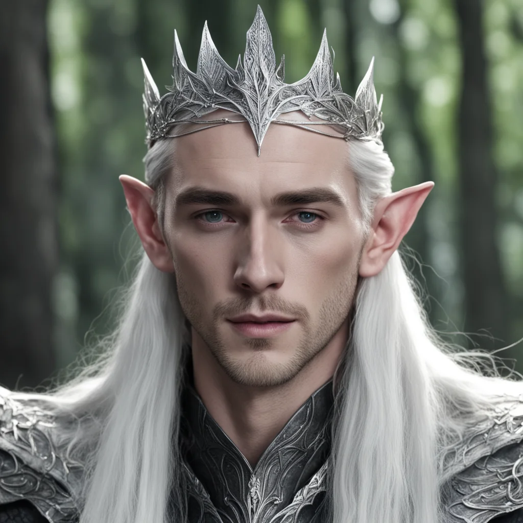 king thranduil wearing silver leaf elven circlet with diamond good looking trending fantastic 1