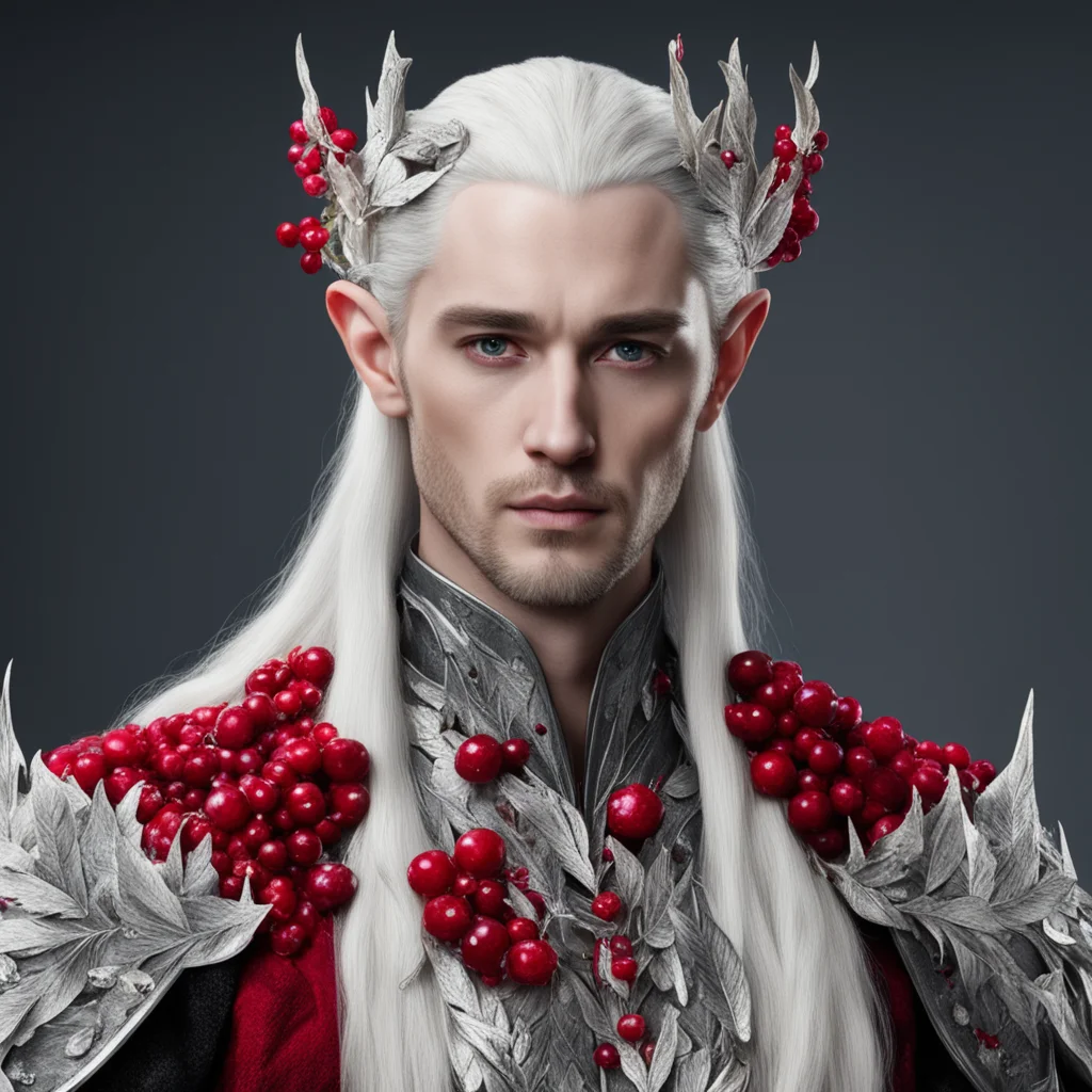 aiking thranduil wearing silver leaves and ruby berries with diamonds good looking trending fantastic 1