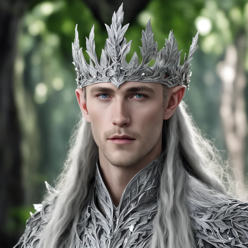 king thranduil wearing silver oak leaf elven crown with diamonds good looking trending fantastic 1