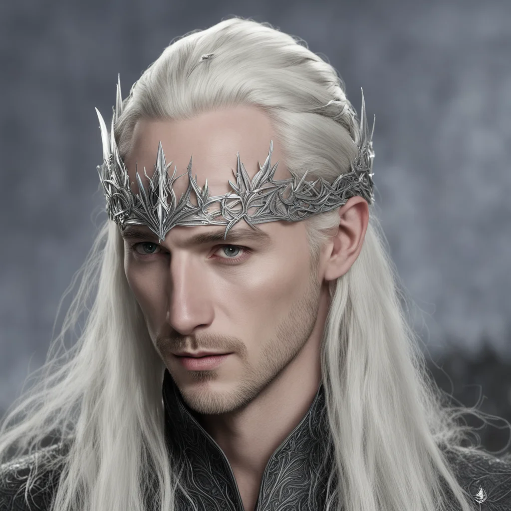 aiking thranduil wearing silver thorn elven circlet with diamonds amazing awesome portrait 2