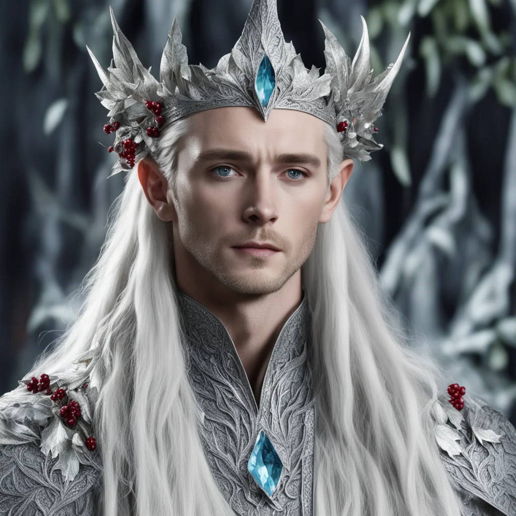 aiking thranduil wearing silver with silver leaves and berries with diamonds good looking trending fantastic 1
