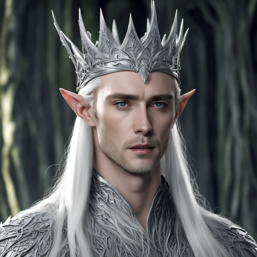 aiking thranduil wearing silver wood elf crown with diamonds