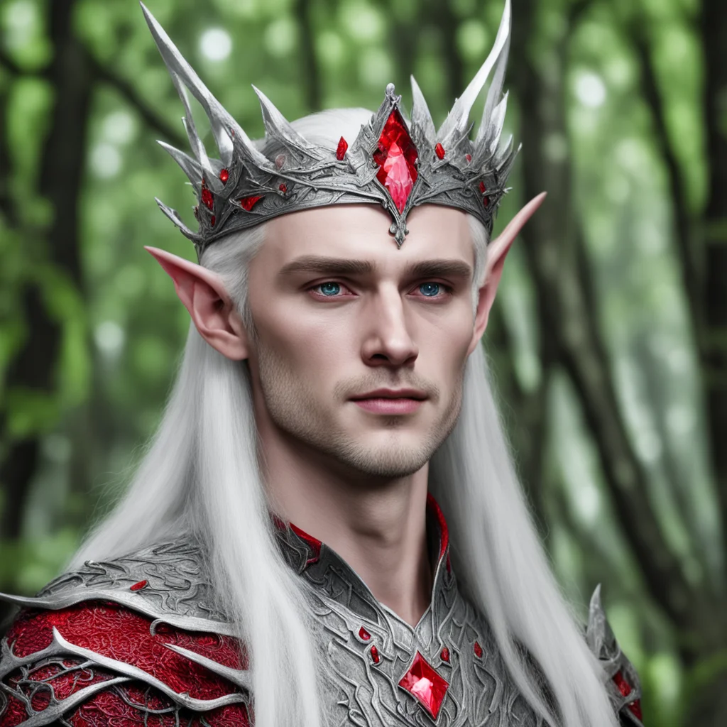 aiking thranduil wearing silver woodland elf circlet with red diamonds good looking trending fantastic 1