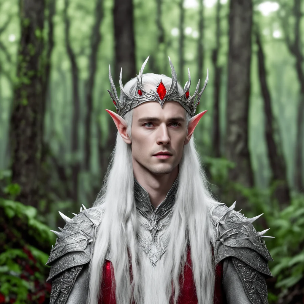 aiking thranduil wearing silver woodland elf circlet with red diamonds