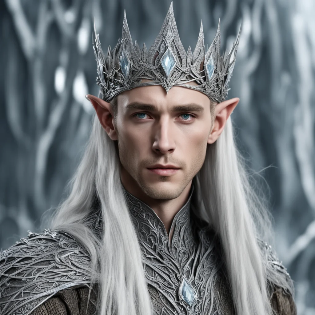 aiking thranduil wearing silver woven wood elven circlet with diamonds amazing awesome portrait 2