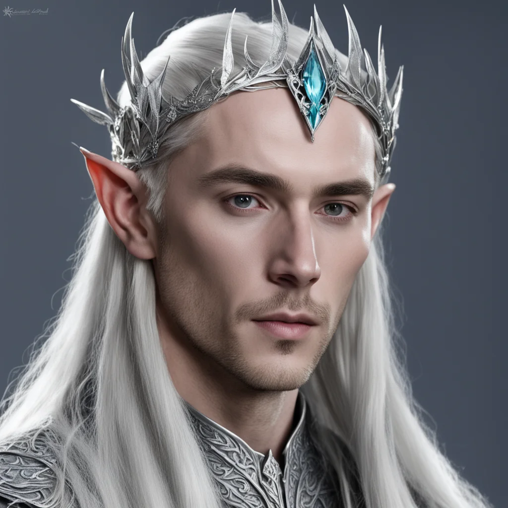 aiking thranduil wearing small silver elven circlet with diamond amazing awesome portrait 2