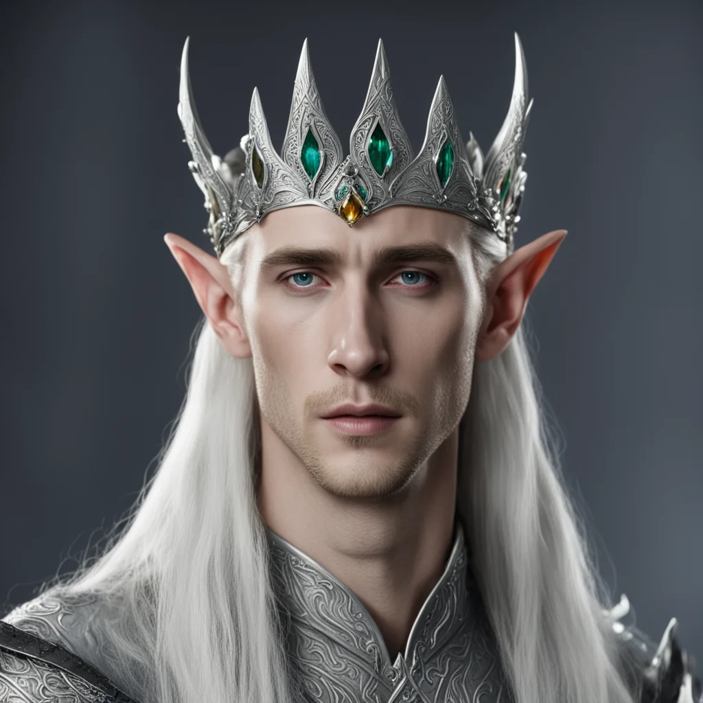 king thranduil wearing small silver elven circlet with jewels amazing awesome portrait 2